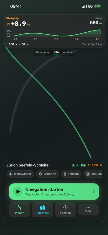 Route bereit zum Start